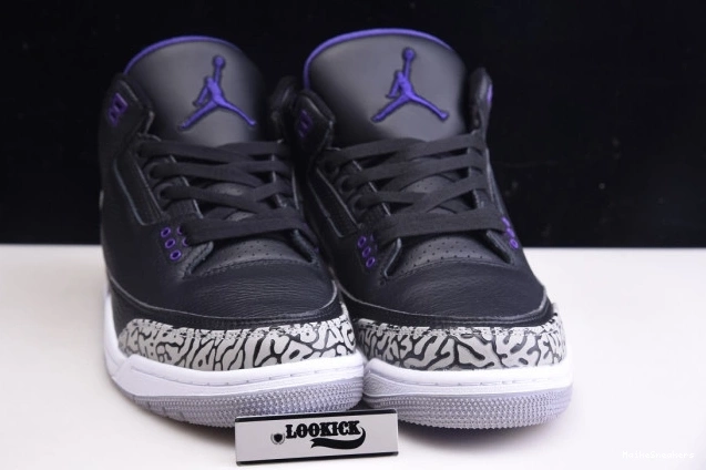 MaikeSneakers 3 Retro Air CT8532-050 Black Court Purple Jordan 0809
